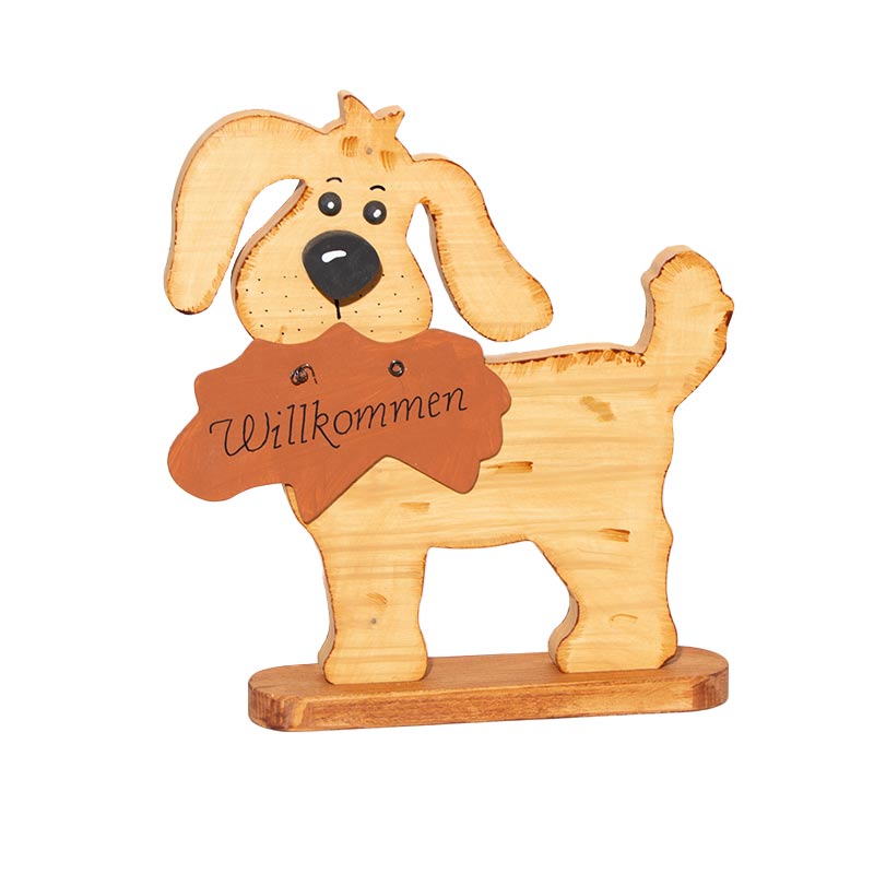 Hund mit Schild 